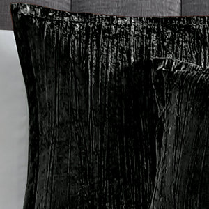 English Elm Turin Black Crinkle Velvet 2-Piece Twin Comforter Set with Sham, Brushed Polyester Backing, Luxury Texture B340P341984