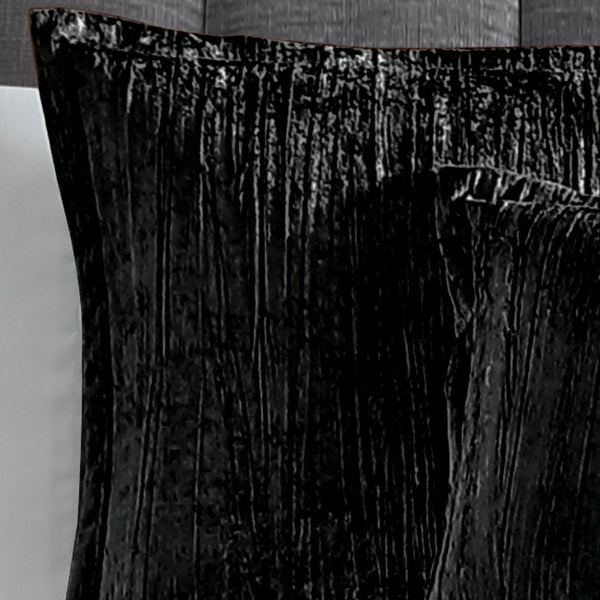 English Elm Turin 7-Piece Luxurious Crinkle Velvet Comforter Set In Black For King Beds - Stylish & Cozy! B340P341991-GIGA