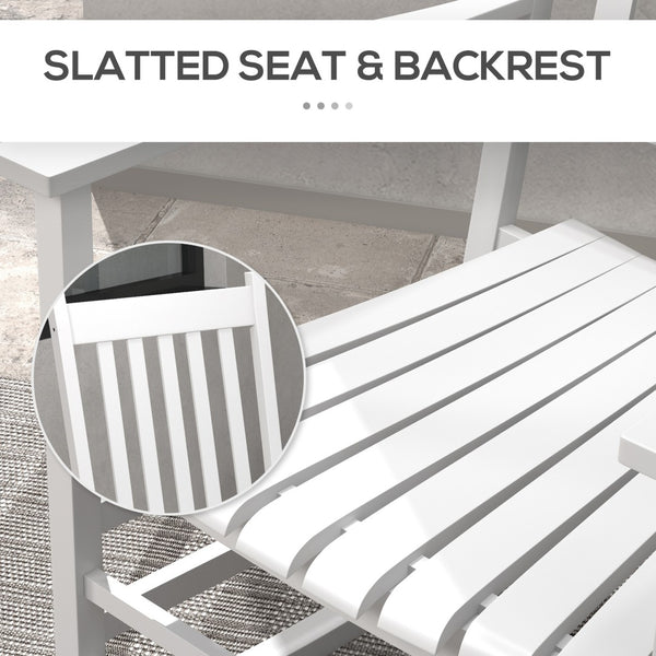 English Elm Outsunny Outdoor Rocking Chair Set Of 2 With Side Table - Rustic Wood Comfort For Patios & Gardens W2225P174321-GIGA