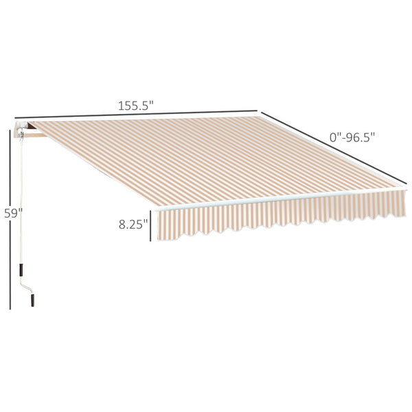 English Elm Outsunny 13' X 8' Retractable Awning - Uv & Water-Resistant Shade For Patios, Decks, & Balconies! W2225P174188-GIGA