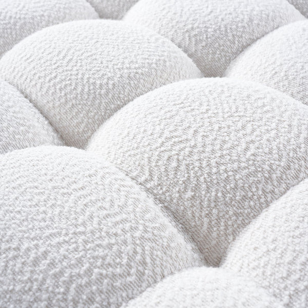 English Elm White Boucle Upholstered Rectangular Ottoman for Living Room Bedroom or Home Office N769P350122W