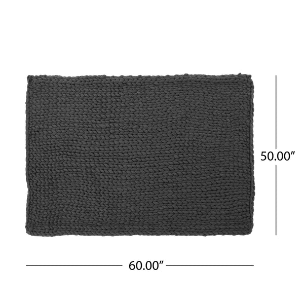 English Elm Christopher Knight Home® - THROW Chunky Knit Acrylic Throw Blanket 50x60 | Double-Sided Braided Pattern, Plush Cozy Texture DARK GREY 61664.00DGRY