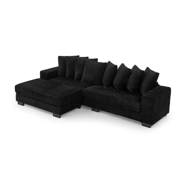 English Elm Corduroy Tufted L-Shaped Sleeper Sectional Sofa - Versatile Modular Design For Modern Living Spaces W487S00343