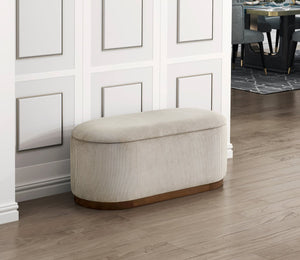 English Elm Lift Taupe Corduroy Storage Bench with Foam Cushion, Walnut Legs, Hidden Compartment for Entryway Comfort and Organization B011P298245