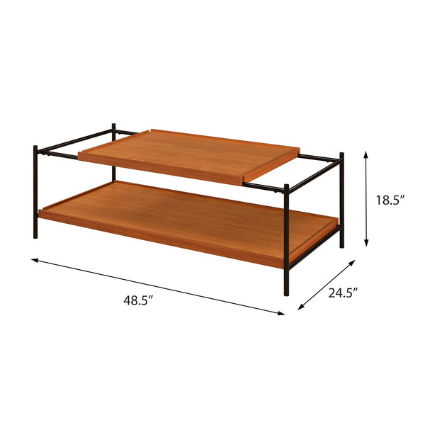 English Elm Honey Oak & Black Modern 2-Shelf Coffee Table – Stylish Storage For Living Room & Family Spaces B062P181394