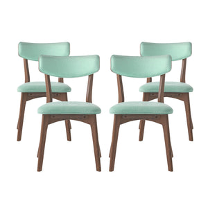 English Elm Caleb Mid-century Upholstered Dining Chair Set of Four with Tapered Oak Legs Mint,Walnut N768P282333M