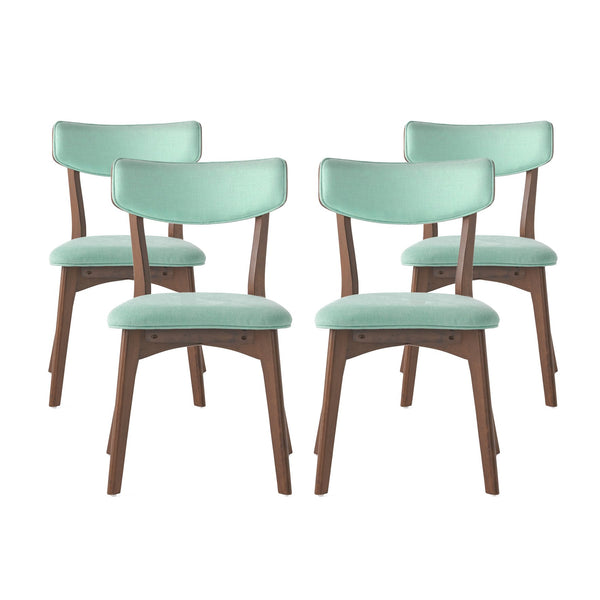 English Elm Caleb Mid-century Upholstered Dining Chair Set of Four with Tapered Oak Legs Mint,Walnut N768P282333M