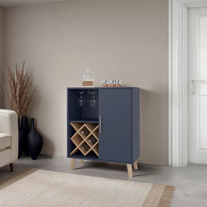 English Elm Angela Wine Rack Bar Cabinet with Open Shelving and Scratch Resistant Melamine Finish B128P398868