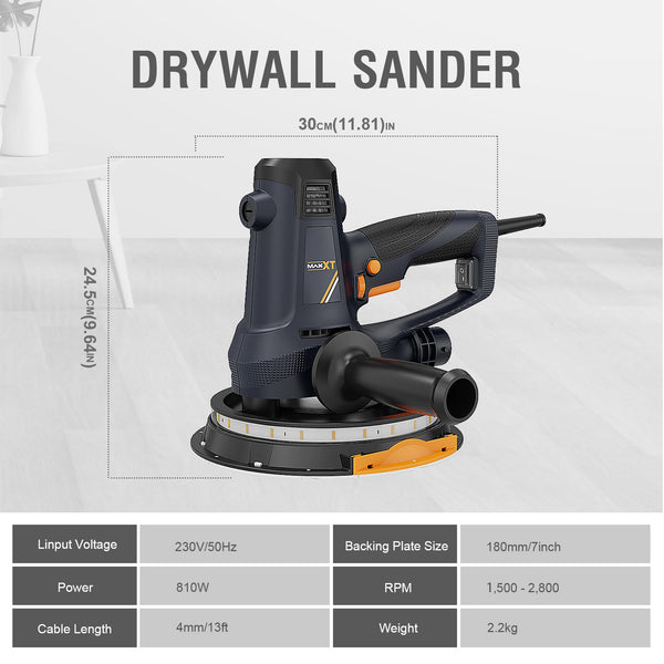 English Elm Handheld Drywall Sander 810w with Led Light Self Dust Extraction Variable Speed T3177P305033