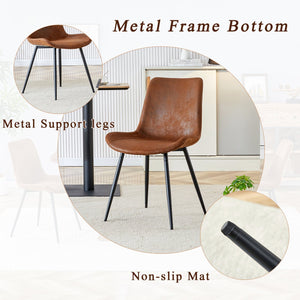English Elm One Modern 7 Piece Dining Set 63 Inch Table Dark Wood Grain Top Brown Fabric Chairs W1151S04406