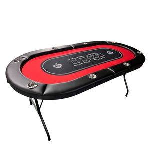 English Elm Ino Design Foldable Oval Poker Table Eight Player Felt Surface with Padded Rails Red W2748P433944