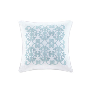 English Elm 4 Piece Madison Park Celeste Reversible Ruffle Quilt Set White Full/Queen with Embroidered Pillow Elegance B03597434