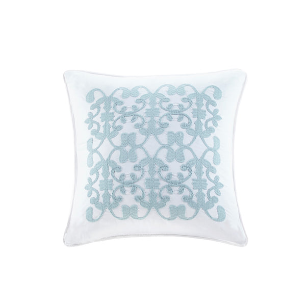 English Elm 4 Piece Madison Park Celeste Reversible Ruffle Quilt Set White Full/Queen with Embroidered Pillow Elegance B03597434