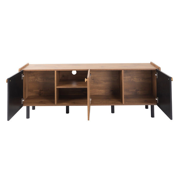 English Elm Mid Century Tv Stand With 3 Cabinets - Stylish Media Console For Tvs Up To 70” With Smart Storage N710P180186P