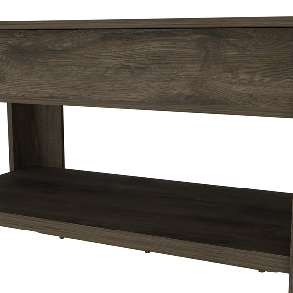 English Elm Daffodil Storage Bench with Liftable Top and Lower Shoe Panel — Light Oak White Accent Seating with 37.3" W Top Compartment Brown 44 L x 24 W x 5 H B128P148903