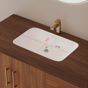 English Elm 36" Freestanding Bathroom Vanity Sintered Stone Top Integrated Basin Gold Hardware W3136S00058