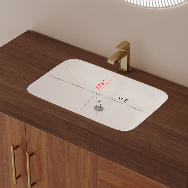 English Elm 36" Freestanding Bathroom Vanity Sintered Stone Top Integrated Basin Gold Hardware W3136S00058