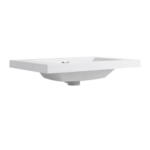 English Elm 30" Bathroom Resin Sink - Durable Gloss White Top-Mount Design For Modern Style & Easy Maintenance W999P225396