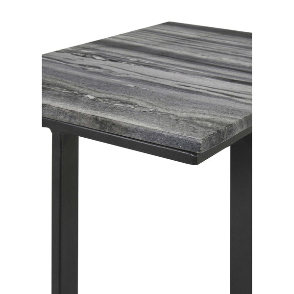 English Elm Encina Genuine Marble Top Antique Gold C-shape Sofa Snack Table for Living Room Grey B062P451840