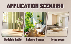 English Elm Round glass coffee table with tempered clear top, walnut MDF legs, adjustable anti-slip feet, modern centerpiece W1151P230572