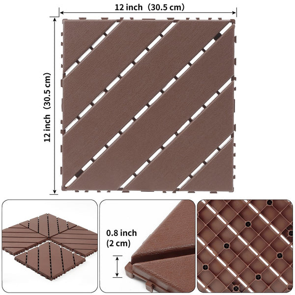 English Elm Plastic Snap Together Polypropylene Deck Tiles Waterproof 44 Sq Ft Patio Pool Cover W3022P251843