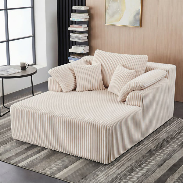English Elm 60inch Corduroy Cloud Chaise Lounge Deep Foam Boneless Sofa for Living Room Retreat W1919P414124