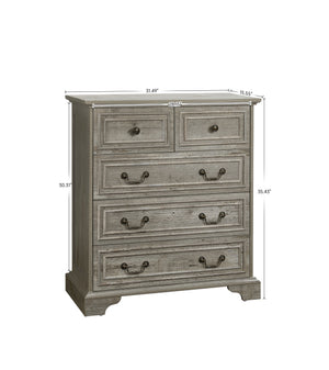 English Elm Farmhouse Rustic 5-Drawer Dresser with Stable Engineered Wood Build, Smooth Metal Slides, 36" Length W1785P238910