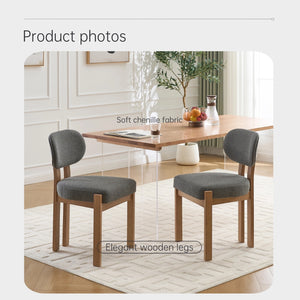 English Elm Wooden Wingback Dining Chairs Chenille Upholstered Farmhouse Set for Kitchen Comfort Grey W3244P316080