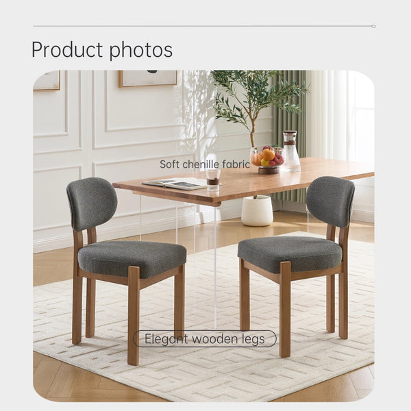 English Elm Wooden Wingback Dining Chairs Chenille Upholstered Farmhouse Set for Kitchen Comfort Grey W3244P316080