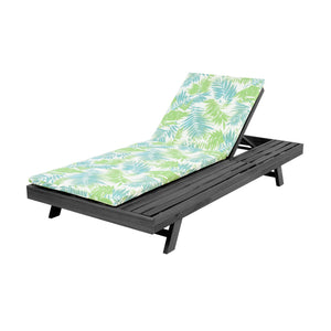 English Elm Lounge Chaise Outdoor Acacia Wood Slatted Frame with Water Resistant Cushion Resort Style Black,Green Leaf N770P442B18L