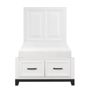 English Elm White Garretson Queen Platform Bed with Built-In Storage Drawers Rustic-Transitional Wood Frame White 49.25 L x 35.75 W x 4.5 H B011S01495