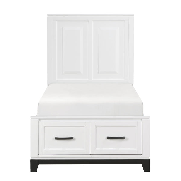 English Elm White Garretson Queen Platform Bed with Built-In Storage Drawers Rustic-Transitional Wood Frame White 49.25 L x 35.75 W x 4.5 H B011S01495