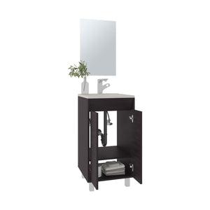 English Elm Brady Mirror Bathroom Vanity Cabinet with Bolonia Mirror, Drawer & Open Shelf, Black MDF Elegance B070P337129