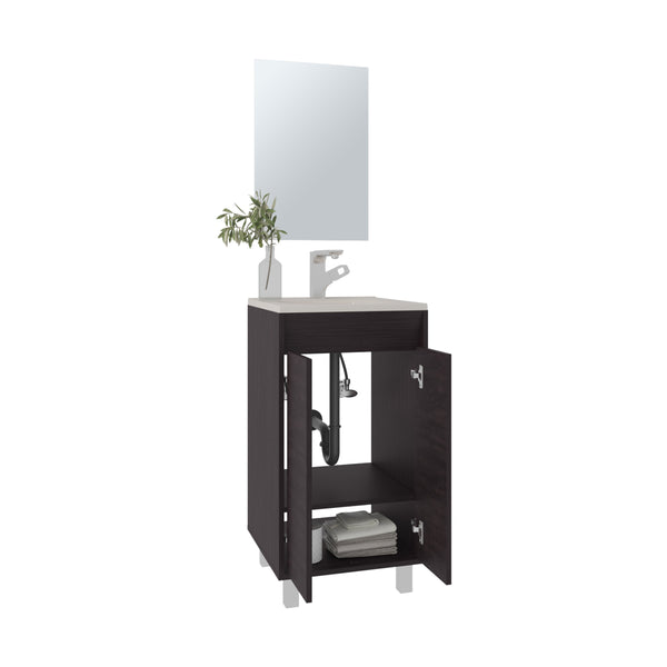 English Elm Brady Mirror Bathroom Vanity Cabinet with Bolonia Mirror, Drawer & Open Shelf, Black MDF Elegance B070P337129