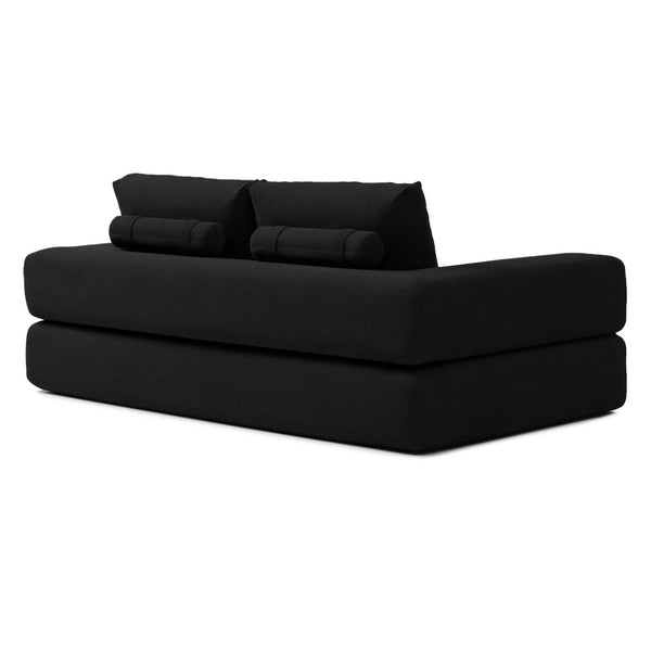 English Elm 81'' Corduroy Floor Sofa Convertible Loveseat Futon Sleeper with Foam Fill and Pillows Black W1117P459730