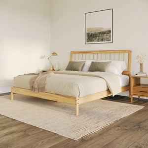 Spindle Midcentury Modern Solid Wood King Bed Natural Pine CMAB8BNP Walker Edison