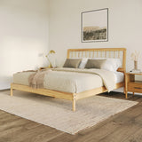 Spindle Midcentury Modern Solid Wood King Bed Natural Pine CMAB8BNP Walker Edison