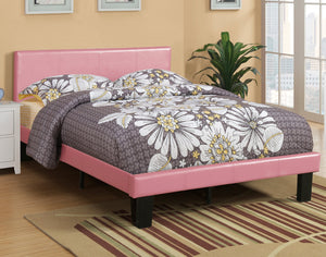 English Elm Simple Modern Faux Leather Upholstered Full Bed with Sturdy Wooden Slats, Streamlined Headboard Design for Comfortable Sleep and Durable Support Espresso,Pink 45 L x 29 W x 4 H B011P396732