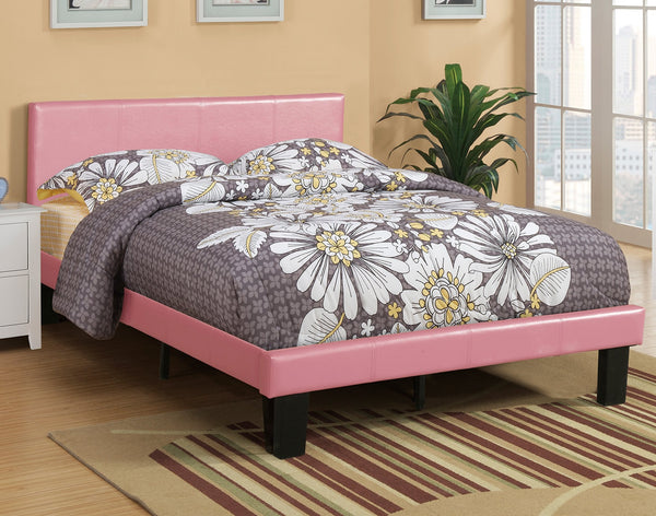 English Elm Simple Modern Faux Leather Upholstered Full Bed with Sturdy Wooden Slats, Streamlined Headboard Design for Comfortable Sleep and Durable Support Espresso,Pink 45 L x 29 W x 4 H B011P396732