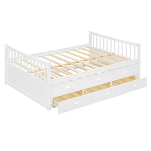 English Elm Full Size Daybed with Trundle Twin Pullout and Three Storage Drawers for Guest Rooms LP100341AAK