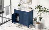 English Elm 36" Bathroom Vanity With Sink Combo, Blue Bathroom Cabinet With Drawers, Solid Frame and Mdf Board