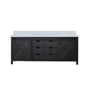 English Elm Brown Double Bath Vanity With Cultured Marble Countertop - Elegant 80" W Storage Solution For Two Sinks B2731P260154