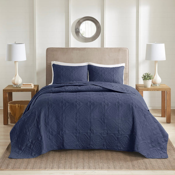 English Elm 3 Reversible Bedspread Set Full/Queen Soft Microfiber Comforter with Plush Polyester Fill, Cozy Layering, Durable Finish Navy 13.39 L x 15.35 W x 11.81 H B035P148229
