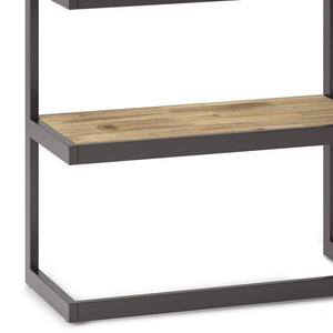 English Elm Erina Solid Acacia Bookcase with Distressed Charcoal Finish, 4 Open Shelves & Industrial Metal Frame Light Brown B136P158621
