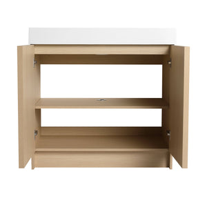English Elm 36" Freestanding Bathroom Vanity with White Resin Sink, Soft-Close Doors, Adjustable Shelf, Modern Durable Finish W999P239161