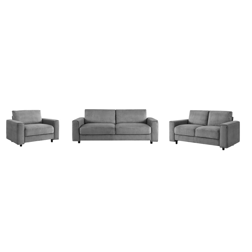 English Elm Modern Minimalist Corduroy Sectional Sofa Set – Elegant Grey Comfort For Stylish Living Spaces B347S00009