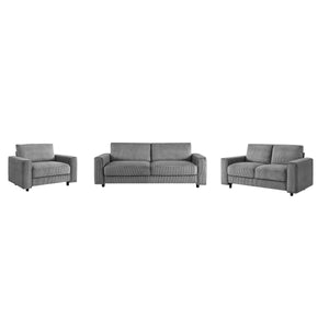 English Elm Modern Minimalist Corduroy Sectional Sofa Set – Elegant Grey Comfort For Stylish Living Spaces B347S00009