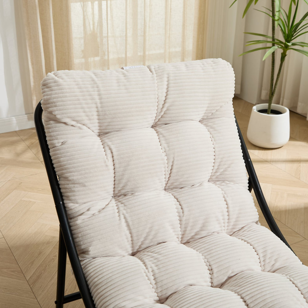 English Elm Patio Sling Lounge Chair with Ottoman Steel Frame Corduroy Cushion Indoor Outdoor W640P443484
