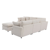 English Elm [ Video Provided] Modern Large U-Shape Sectional Sofa, With Removable Ottomans For Living Room (6-Seater)