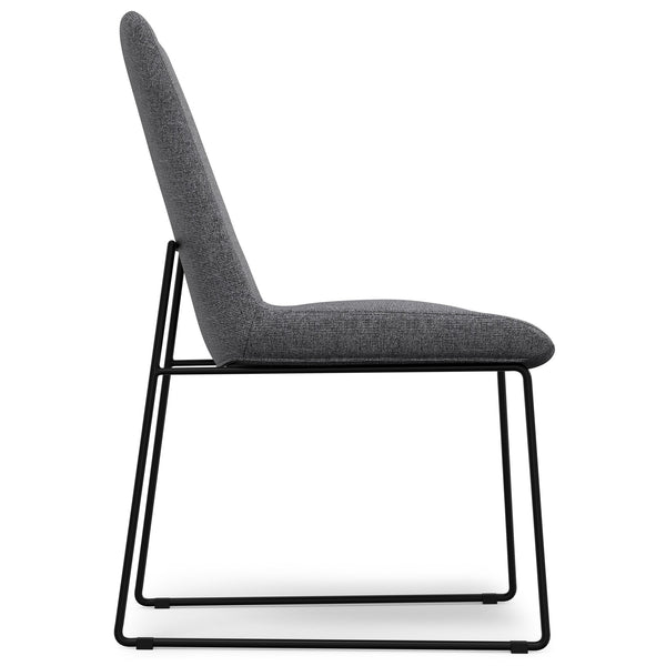 English Elm Corina Grey Dining Chair Set of 2 – Linen-Look Upholstery, Foam Padded Comfort, Sled Metal Base, Durable Finish B136P266921